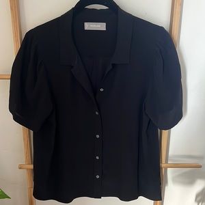 Everlane clean silk puff-sleeve, black, size 2